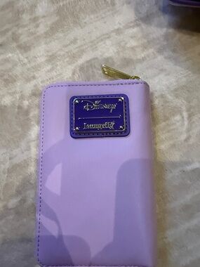 NWOT Loungefly Lavender Patent Mini Zip Wallet with Gold Accent